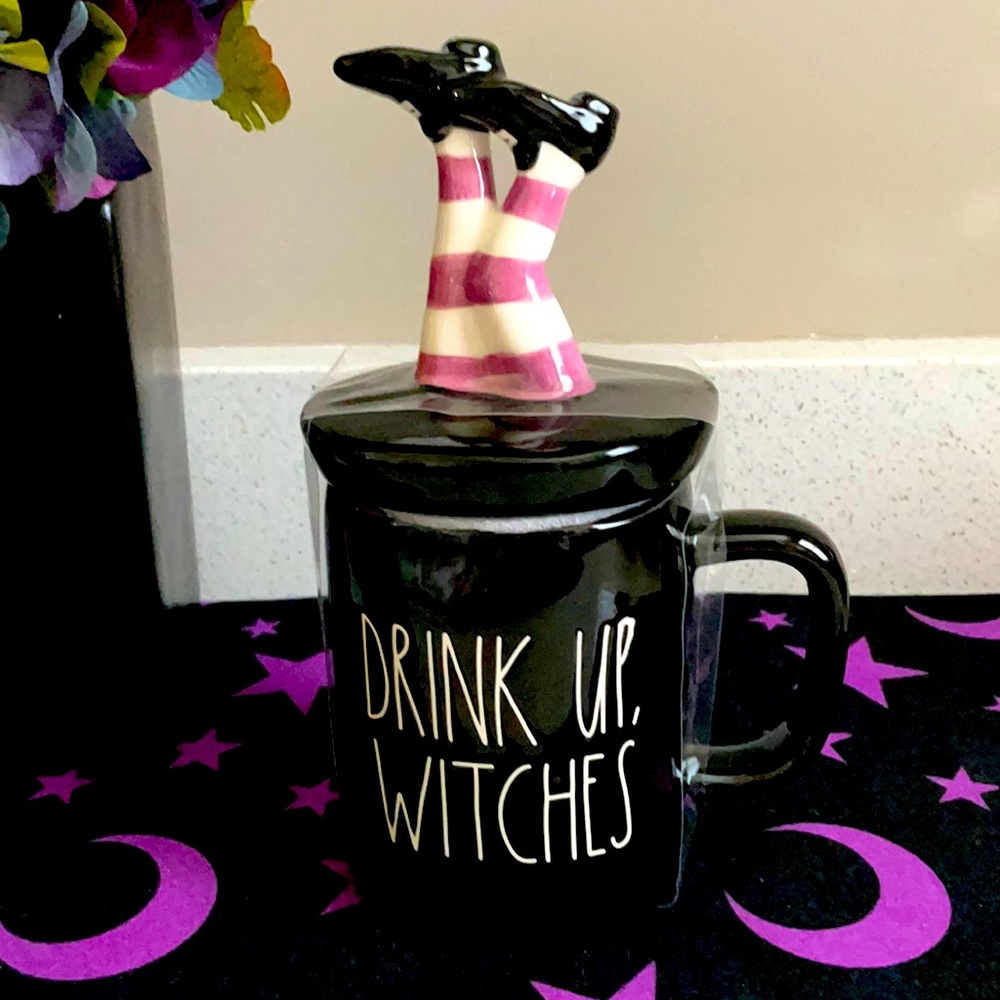 🧙 RAE DUNN DRINK UP WITCHES WITCH LEG MODERN FARMHOUSE HALLOWEEN MUG